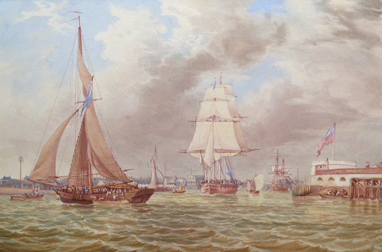 Lodní doprava u vjezdu do přístavu Portsmouth od William Joy