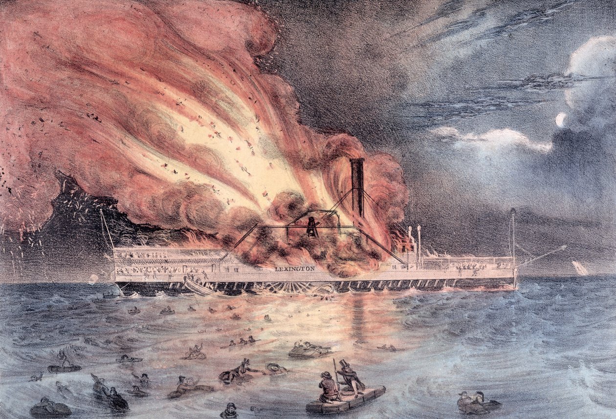 Požár parníku Lexington v Long Island Sound, 13. ledna 1840 od William Keesey Hewitt