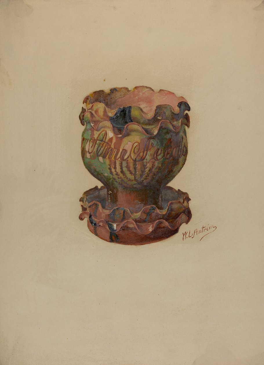 Pa. Německý květináč a podnos, c. 1936. od William L Antrim