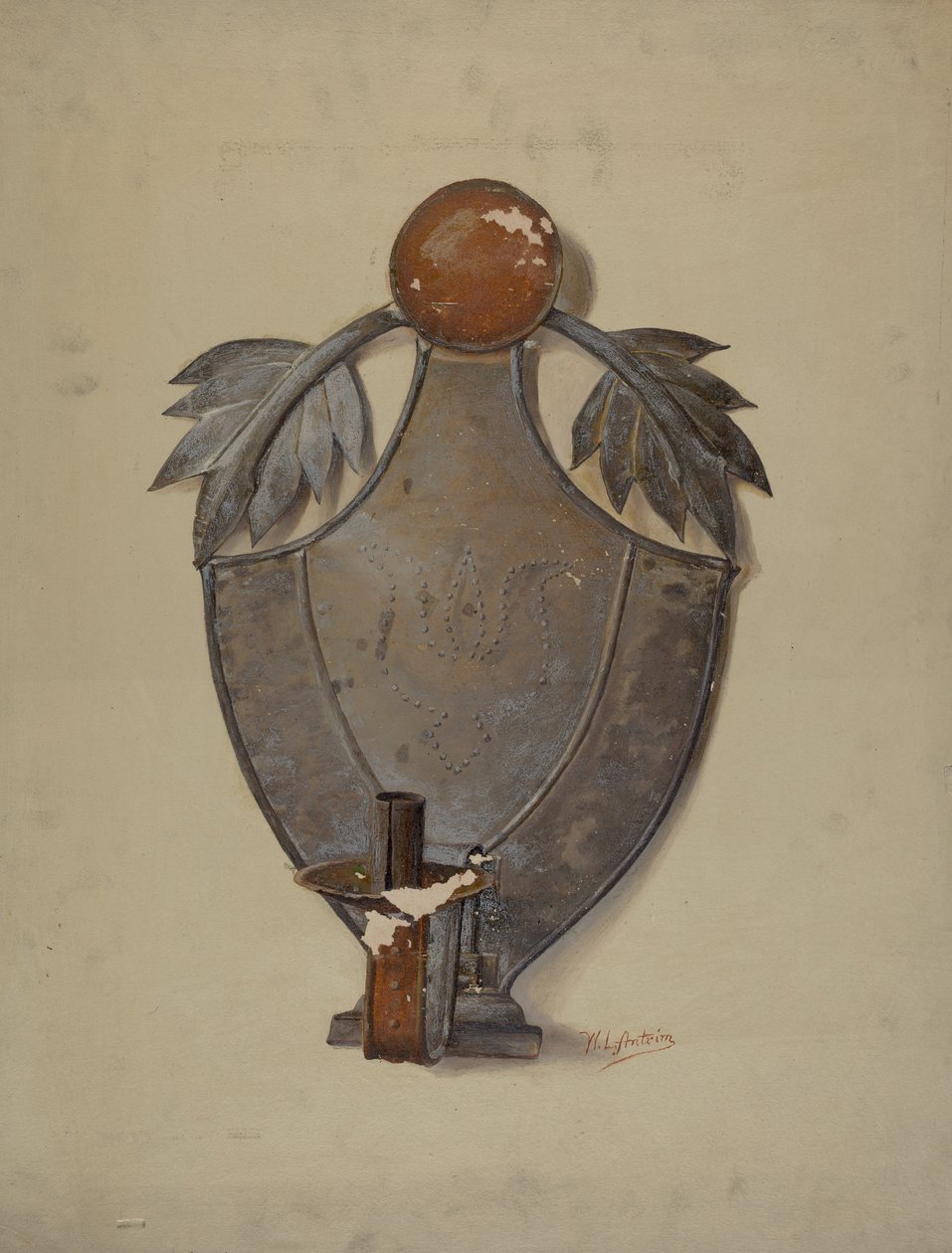 Pa. Německé cínové svítidlo, c. 1937. od William L Antrim