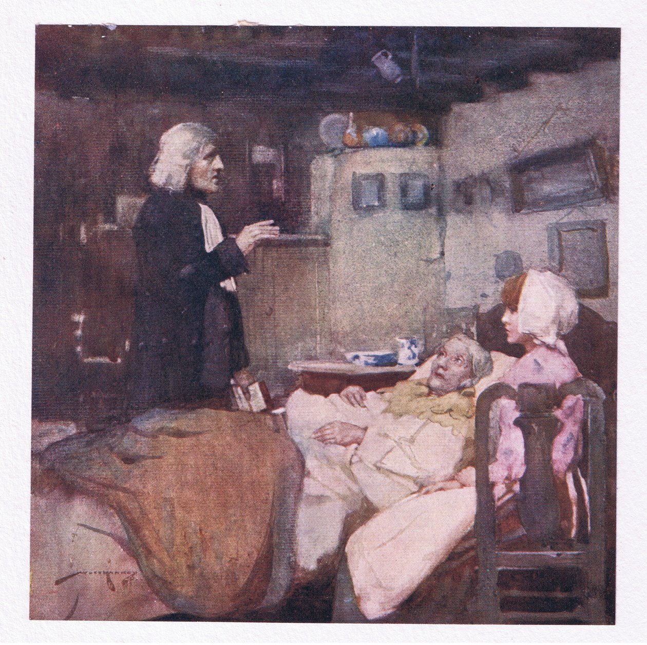 Ale ve své povinnosti, pohotový při každém volání, pozoroval a plakal, modlil se a cítil za všechny (barva litho) od William Lee Hankey