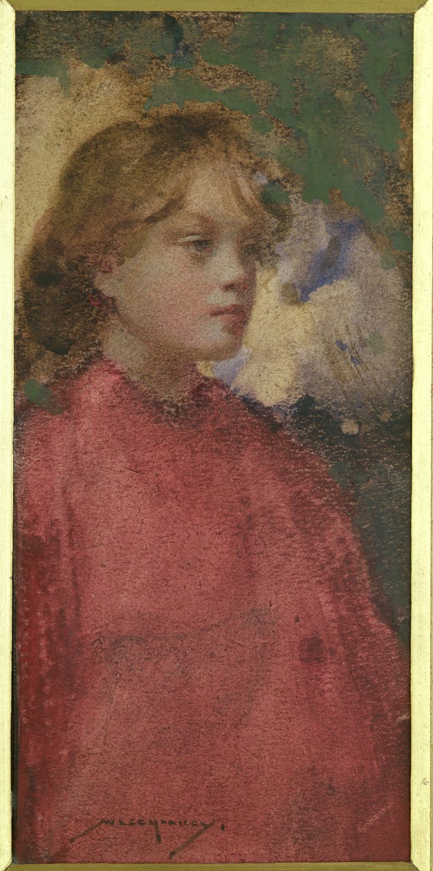 Dívka v červeném (akvarel na papíře) od William Lee Hankey