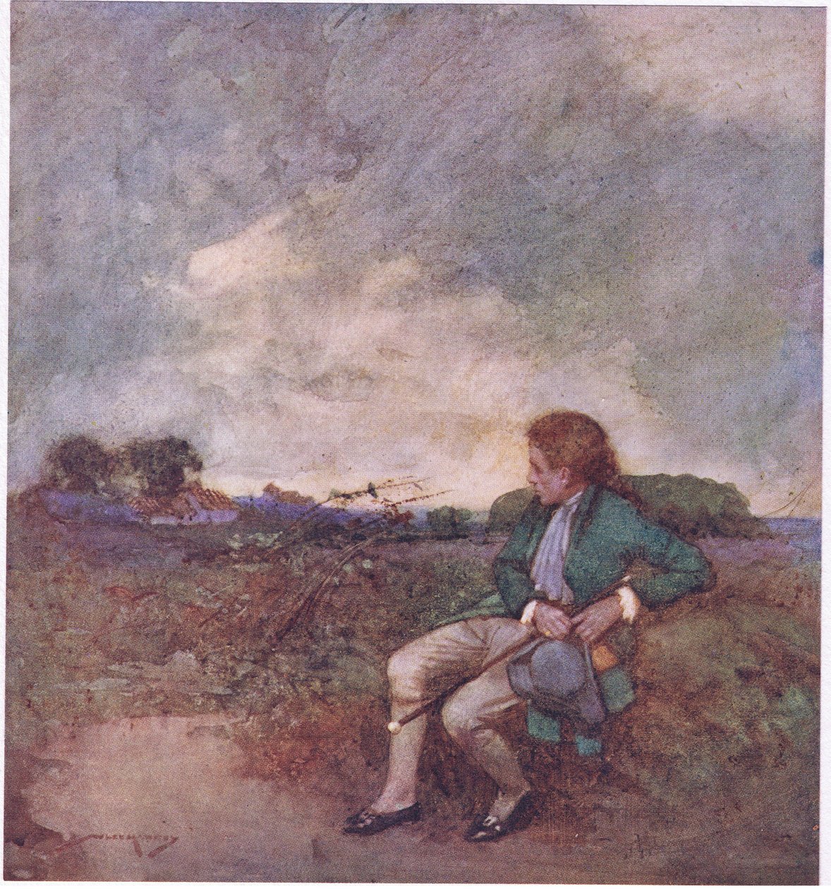 Tady, když podnikám své osamělé obchůzky, uprostřed tvých spletitých procházek a zničených pozemků (barva litho) od William Lee Hankey
