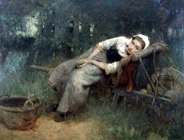Na tichých dřevných místech u domu, která mi porodila, c.1906 (olej na plátně) od William Lee Hankey