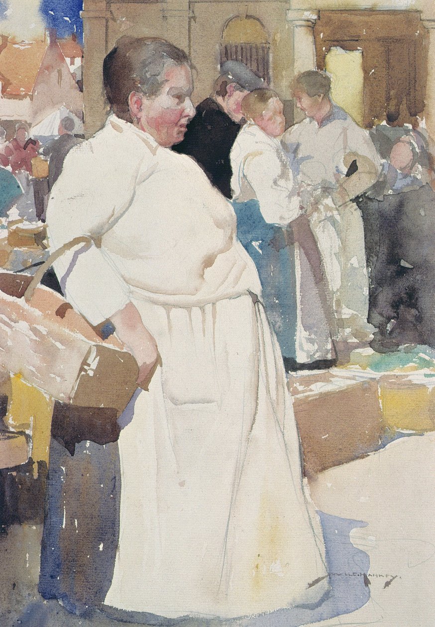 Madame la Menagere, Etaples (akvarel na papíře) od William Lee Hankey