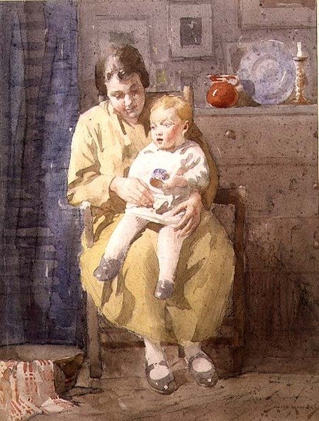 Matka a dítě (akvarel na papíře) od William Lee Hankey