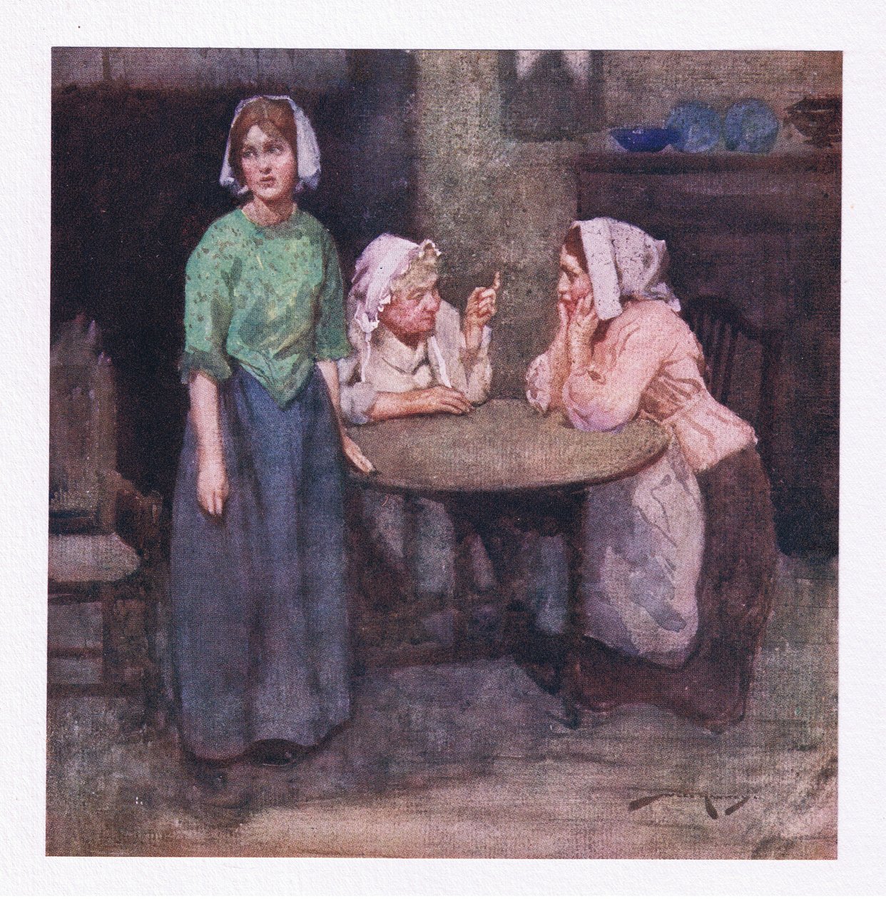 Jednou, možná ve vesnici požehnaně, plakala nad příběhy o nevinnosti, zoufalá (barva litho) od William Lee Hankey