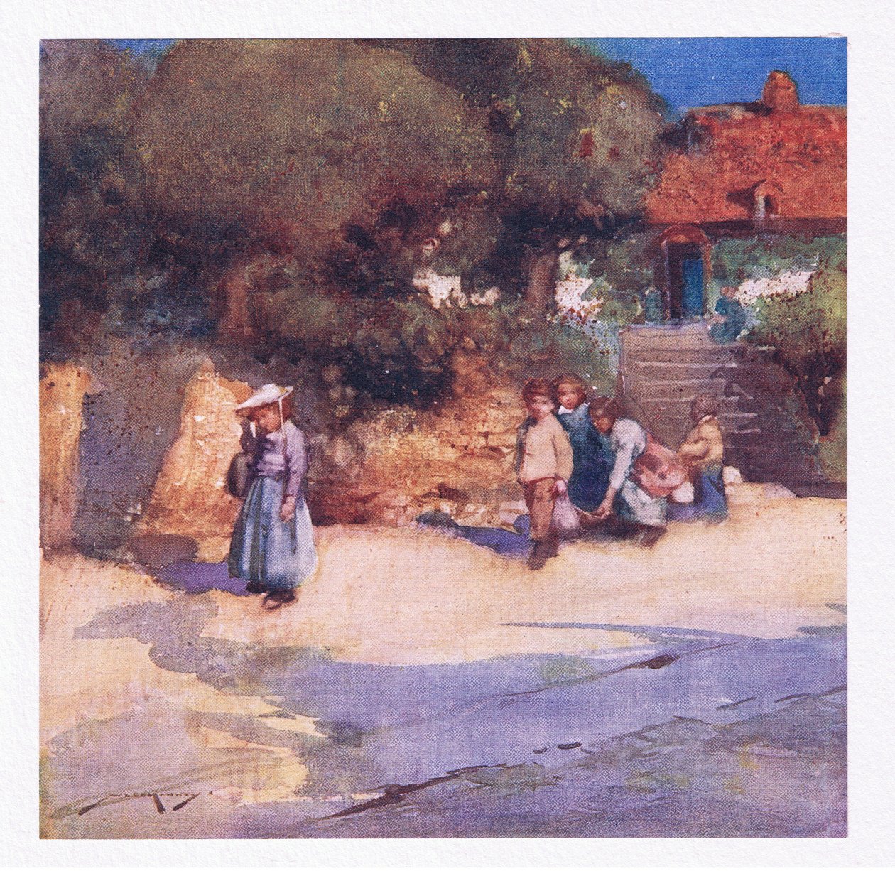 Hravé děti se právě pustily ze školy (barva litho) od William Lee Hankey