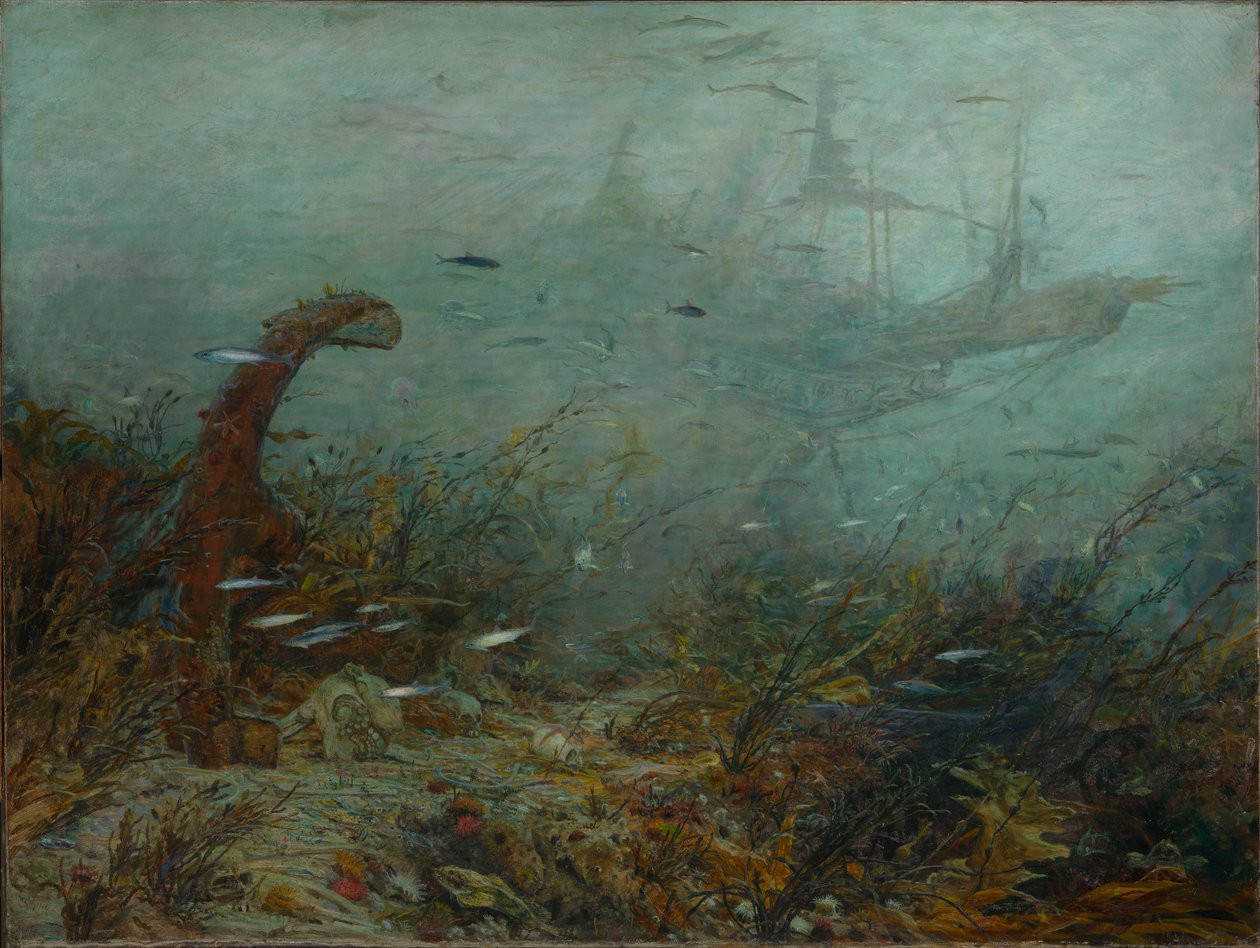 Skříňka Davyho Jonese, cca 1870-1920 (olej na plátně) od William Lionel Wyllie