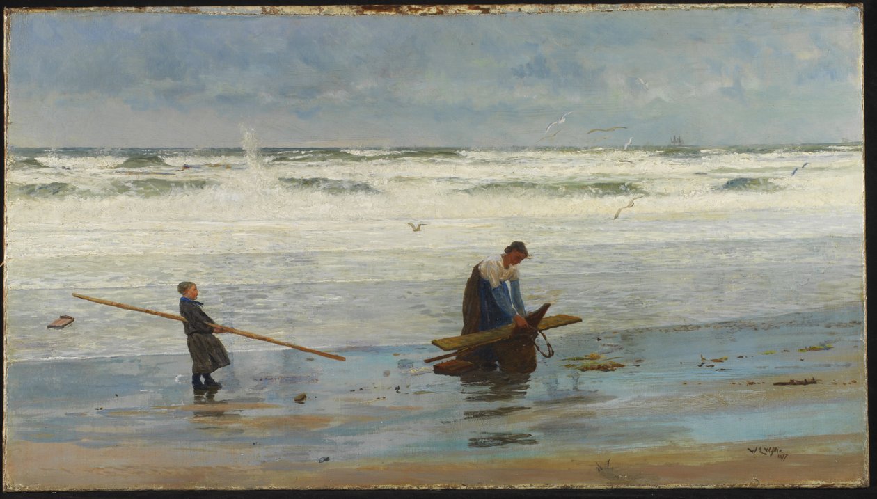 Gathering Driftwood, Holandsko, 1877 od William Lionel Wyllie