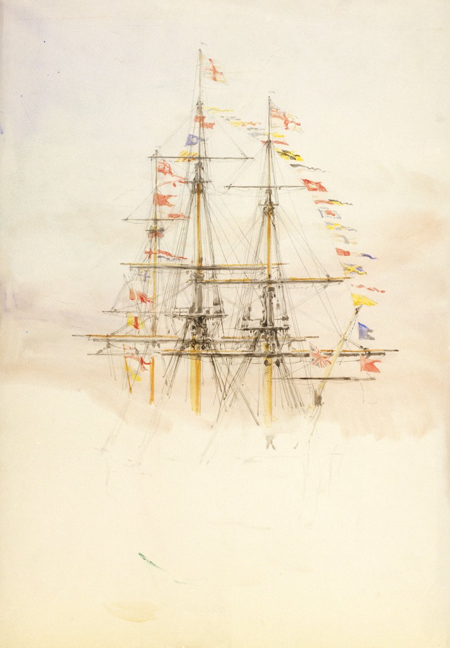 Stěžně lodi HMS "Victory", konec 19. až začátek 20. století (akvarel, grafit) od William Lionel Wyllie