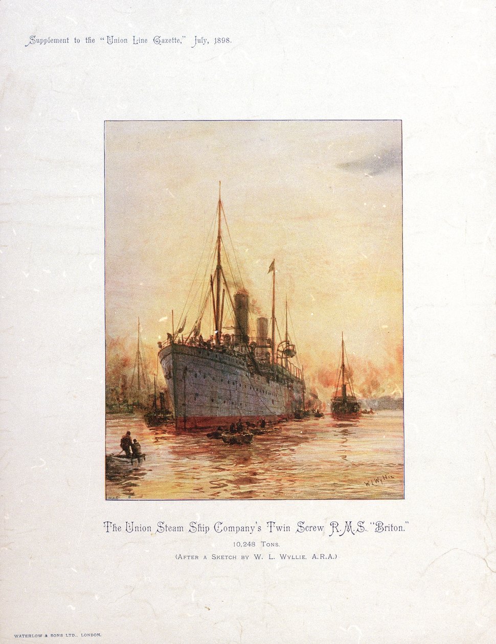 RMS "Briton", konec 19. až začátek 20. století (chromolitografie) od William Lionel Wyllie