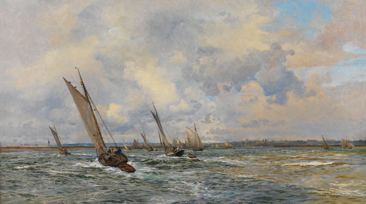 Shrimpers tažení do návětří (olej na plátně) od William Lionel Wyllie