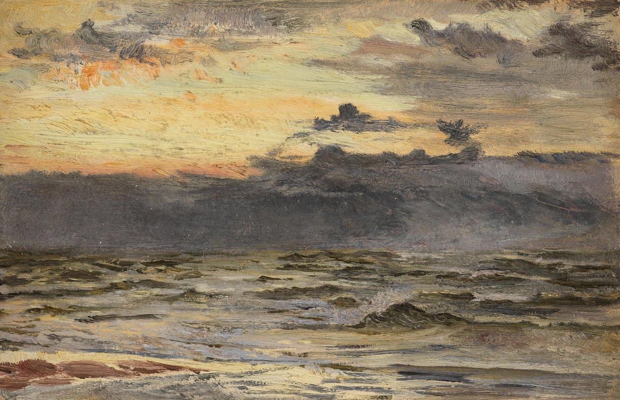 Studie na Mořská pláž po bouři (olej na palubě) od William Lionel Wyllie