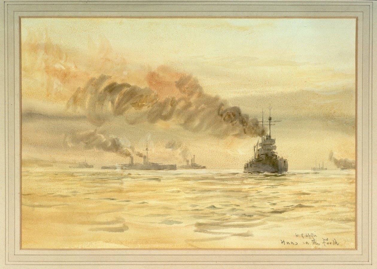 Vzdané německé bitevní lodě v zálivu Firth of Forth od William Lionel Wyllie