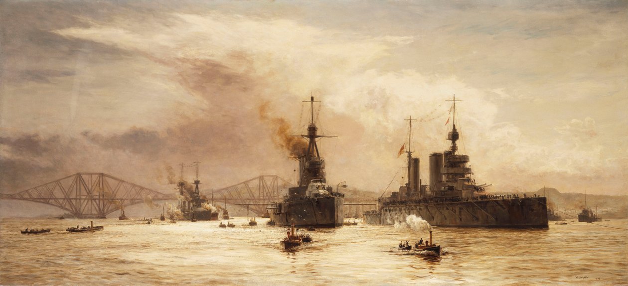 První bitevní eskadra opouštějící Forth do bitvy o Jutsko, 1917 od William Lionel Wyllie