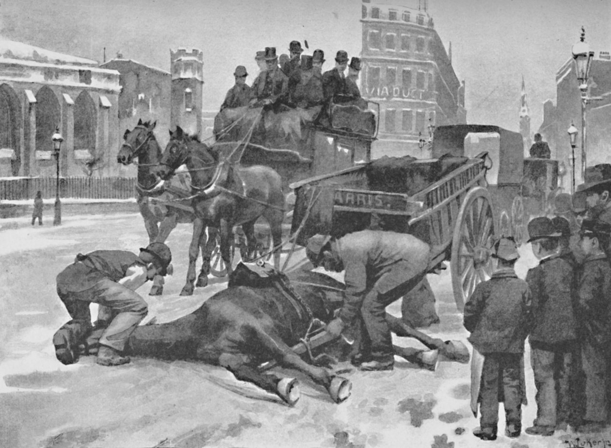 Holborn viadukt – kluzký den, 1891 od William Luker