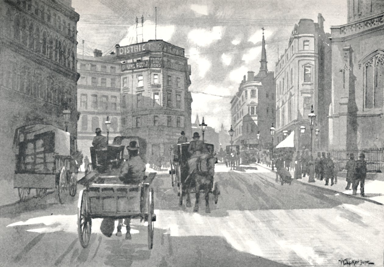 The Mansion House Station, District Railway Queen Victoria Street, 1891 od William Luker