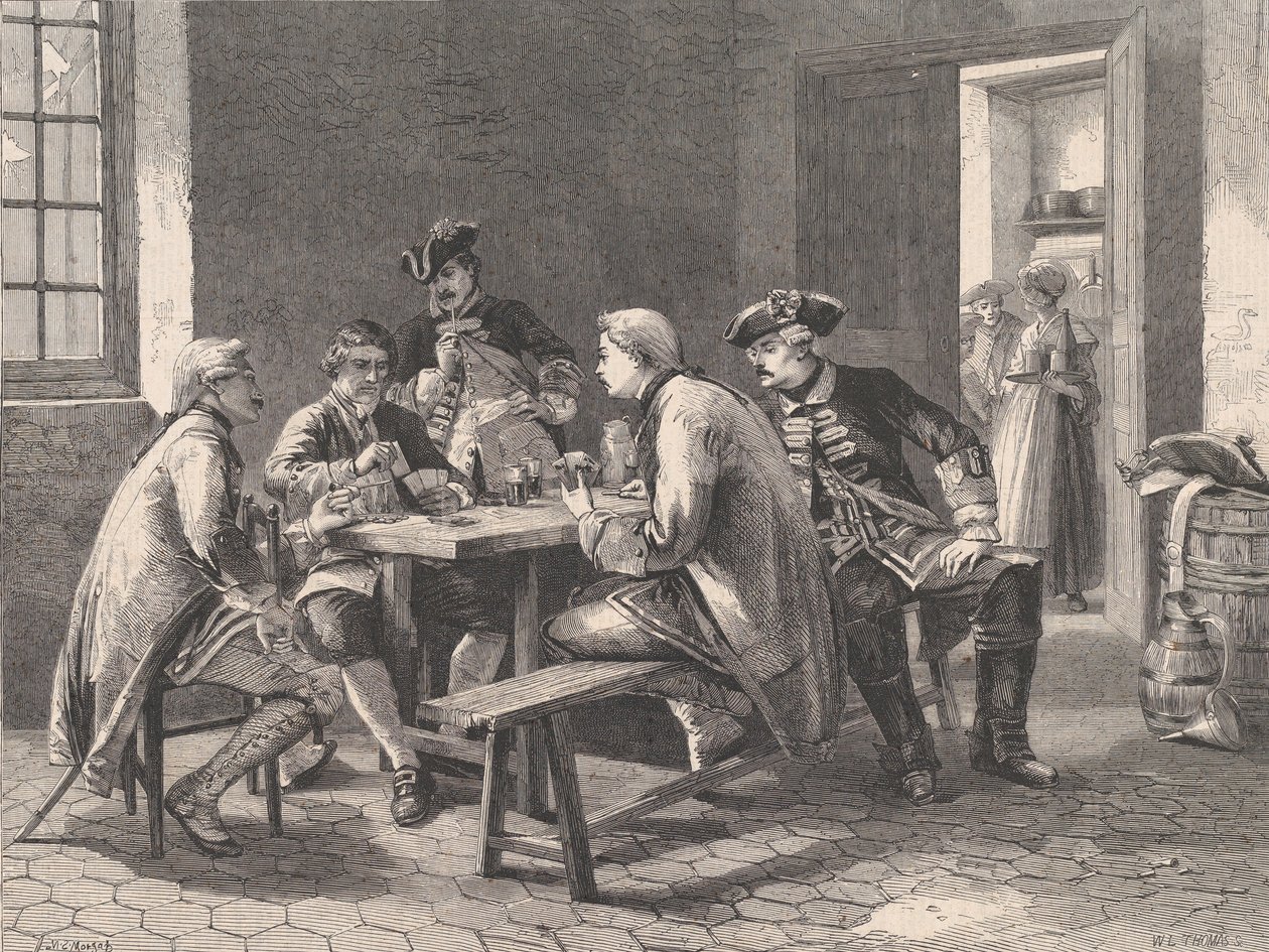 Vojáci hrající na karty, z Illustrated London News, 4. května 1861 od William Luson Thomas