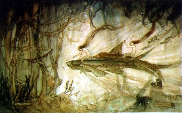 The Race (pero a inkoust, akvarel na papíře) od William M. Timlin