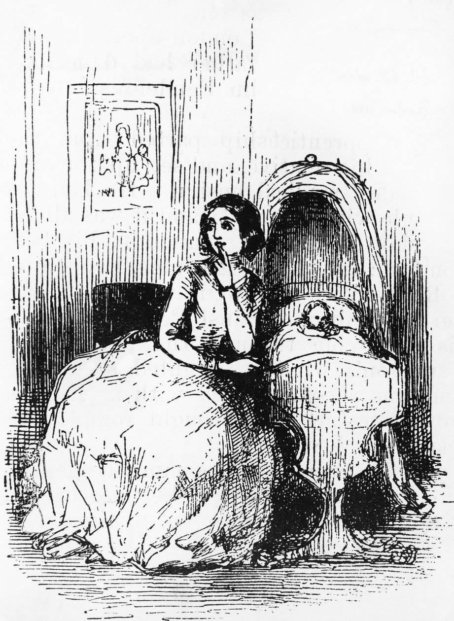 Kuvitus Pendenniksen historiaan, hänen onnensa ja epäonnensa, hänen ystäviensä ja suurimman vihollisensa, William Makepeace Thackerayn (1811-1863) romaani, William Makepeace Thackerayn (1811-1863) piirtämän kaiverrus, julkaistu vuonna 1888, Boston od William Makepeace Thackeray