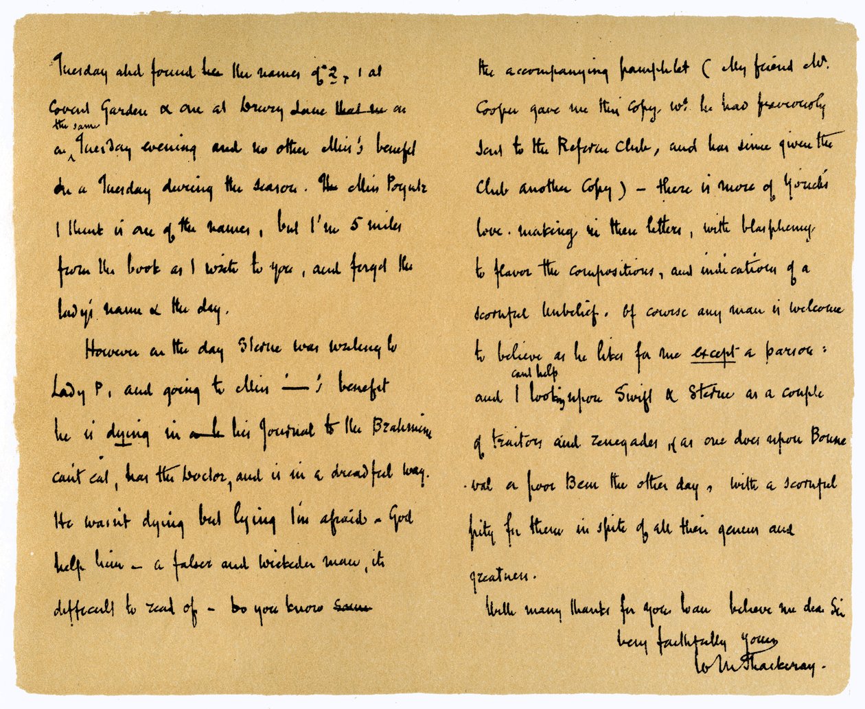 Dopis Williama Makepeace Thackeryho TW Gibbsovi, 12. září 1851. od William Makepeace Thackeray