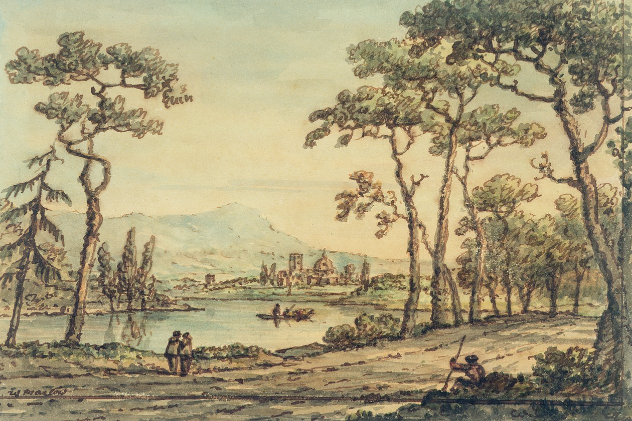 Pohled na Florencii (pero, inkoust a akvarel) od William Marlow