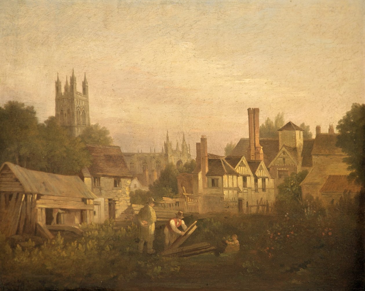 Gloucester ze severozápadu, kolem roku 1820 od William Marlow