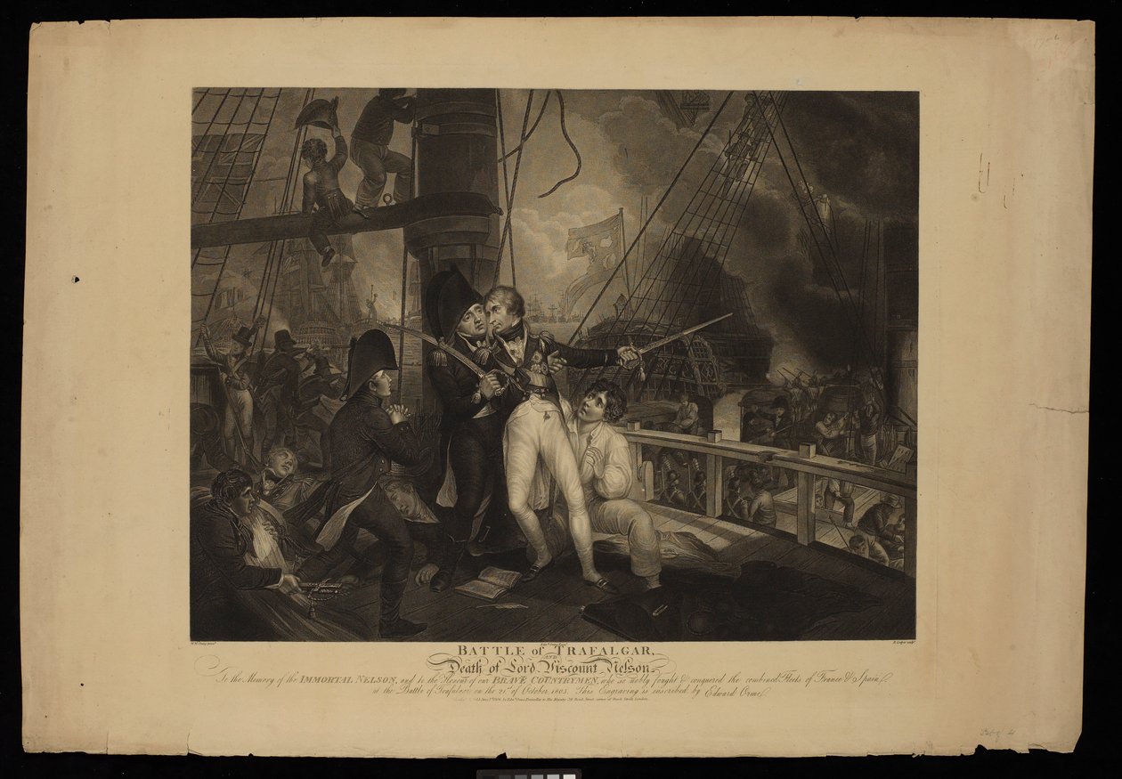 Bitva u Trafalgaru a smrt lorda vikomta Nelsona od William Marshall (after) Craig