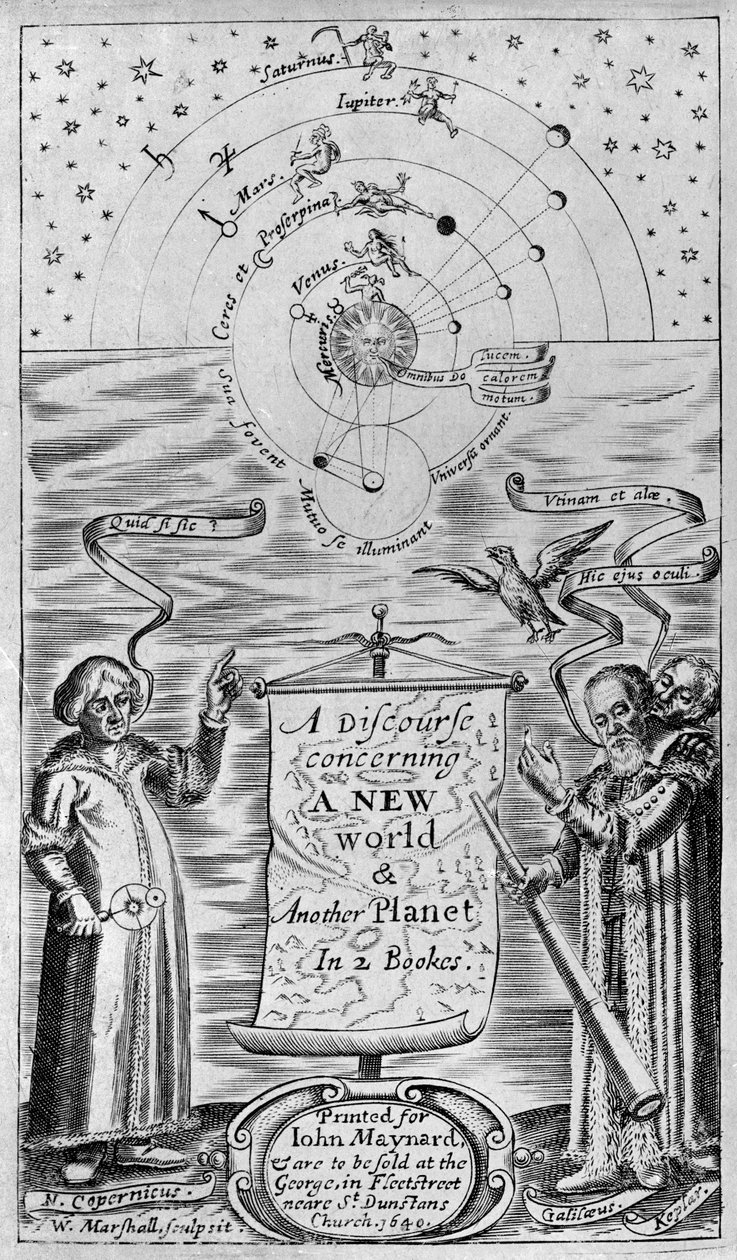 Pojednání o novém světě a jiné planetě ve 2 knihách, 1640 (frontispis) od William Marshall
