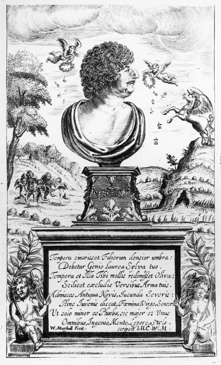 Robert Herrick (1591-1674), vyryto umělcem (rytina) (černobílá fotografie) od William Marshall