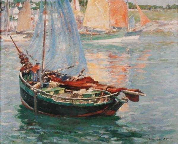 Concarneau, Sušení sítí, kolem roku 1920 (olej na plátně) od William Marshall Brown