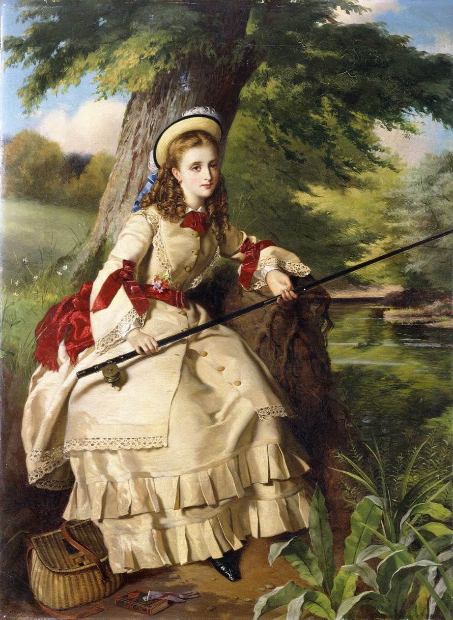 A Young Lady Fishing, 1873 od William Maw Egley