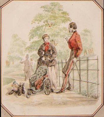 Mladá ošetřovatelka zanedbává své svěřence, kolem roku 1865 (akvarel) od William McConnell