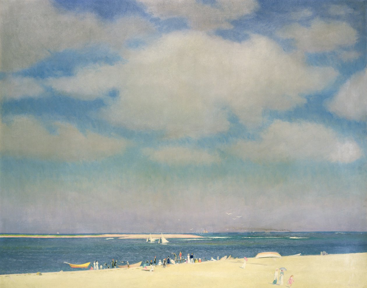 Mořská krajina s písečnou pláží (Pláž v Chathamu) kolem roku 1915 (olej na plátně) od William McGregor Paxton