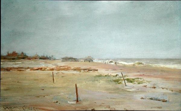 Plážová scéna (olej na panelu) od William Merritt Chase