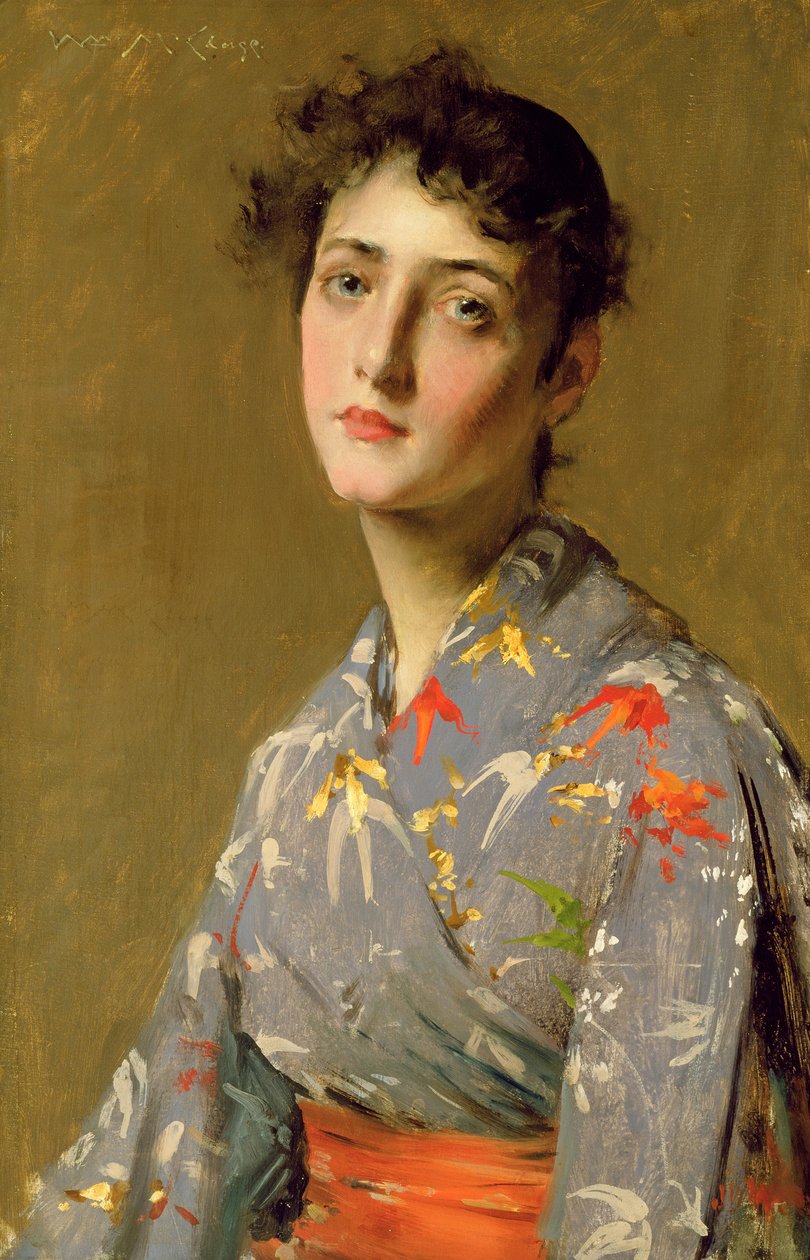 Dívka v japonském kostýmu, kolem roku 1888 (olej na plátně) od William Merritt Chase