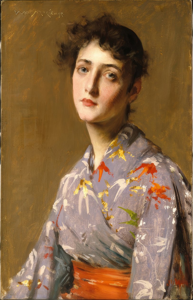 Dívka v japonském kostýmu od William Merritt Chase