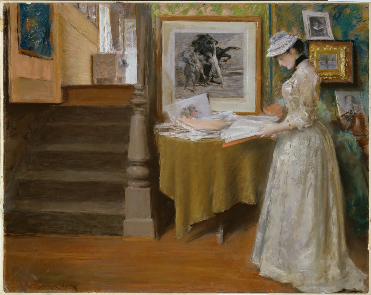 V ateliéru, asi 1892-93 (pastel na kartonu) od William Merritt Chase