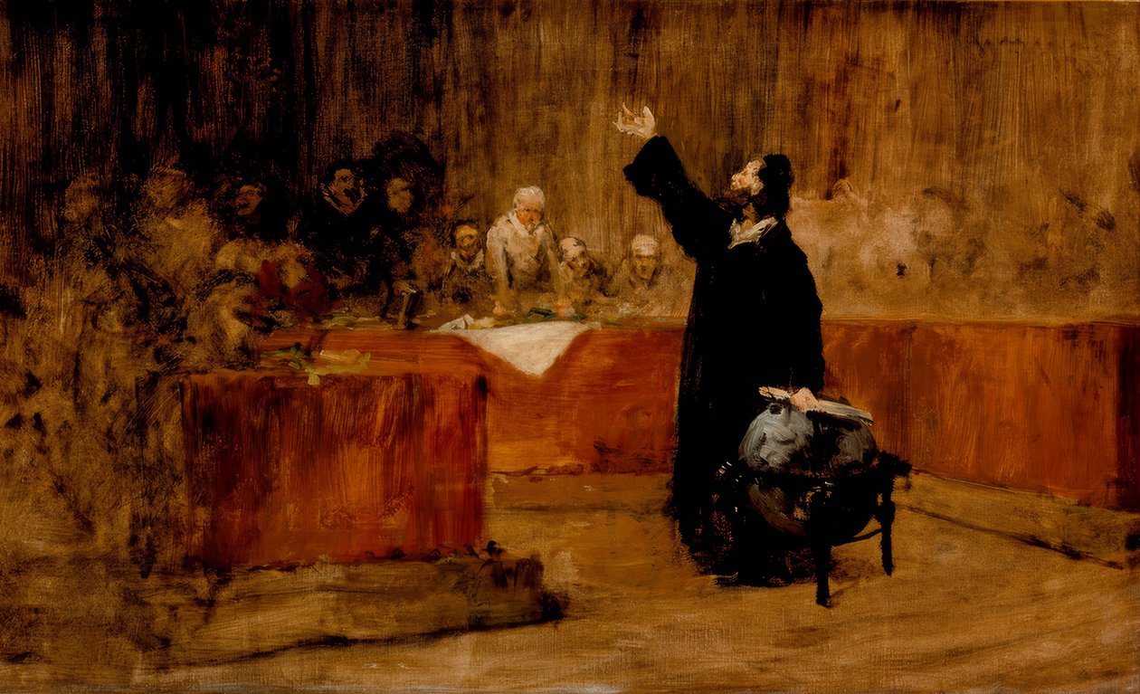 Columbus před koncilem v Salamance od William Merritt Chase