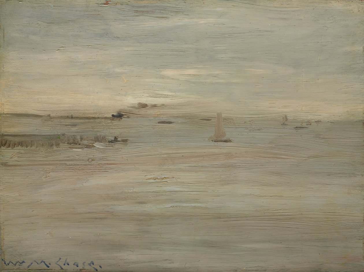 Námořní loď, asi 1888 (olej na dřevě) od William Merritt Chase