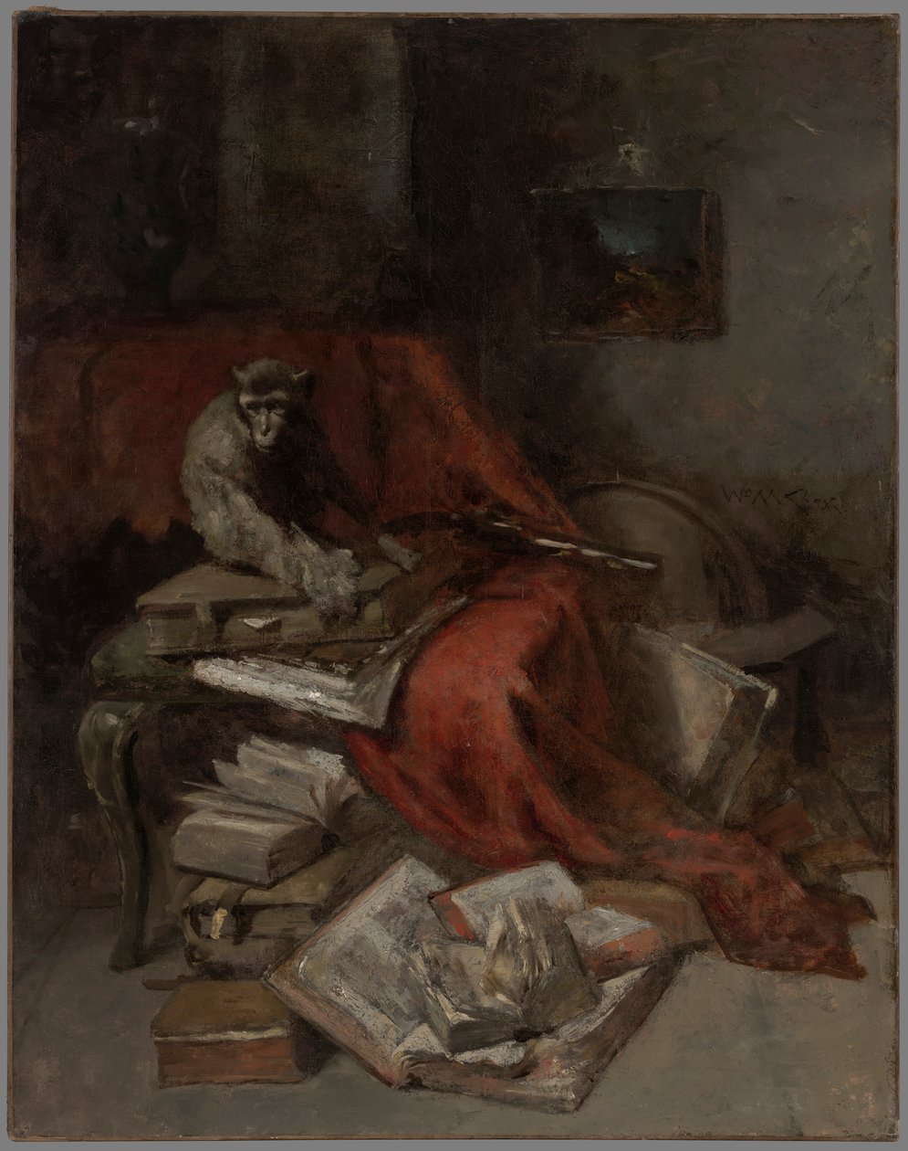 Opičení se literaturou od William Merritt Chase