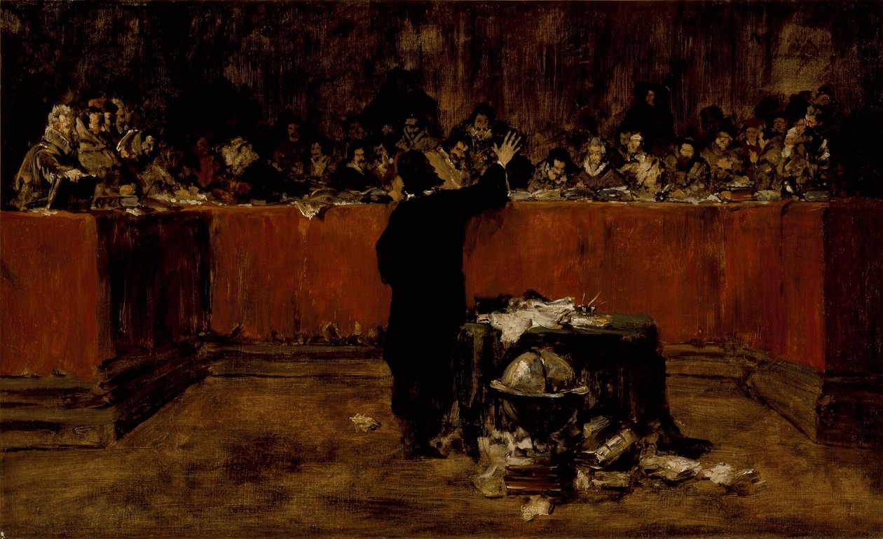 Skica k obrazu - Kolumbus před radou v Salamance (B) (Kryštof Kolumbus před španělskou radou) od William Merritt Chase