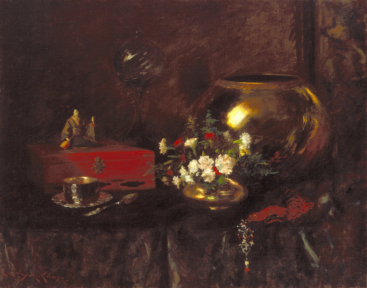 Zátiší: mosazná mísa (olej na plátně) od William Merritt Chase