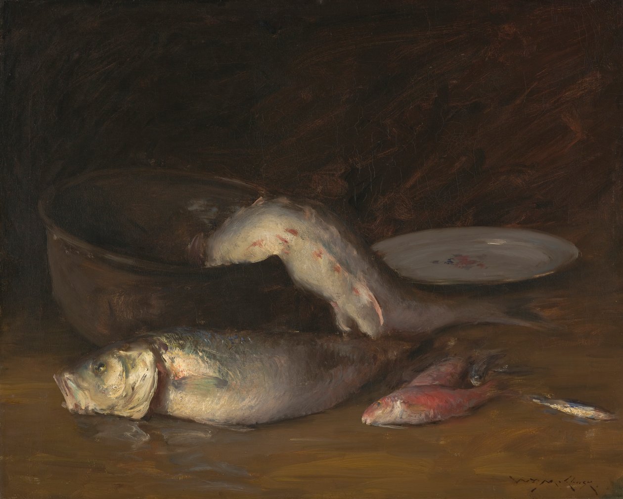 Zátiší s rybami, kolem roku 1910 (olej na plátně) od William Merritt Chase