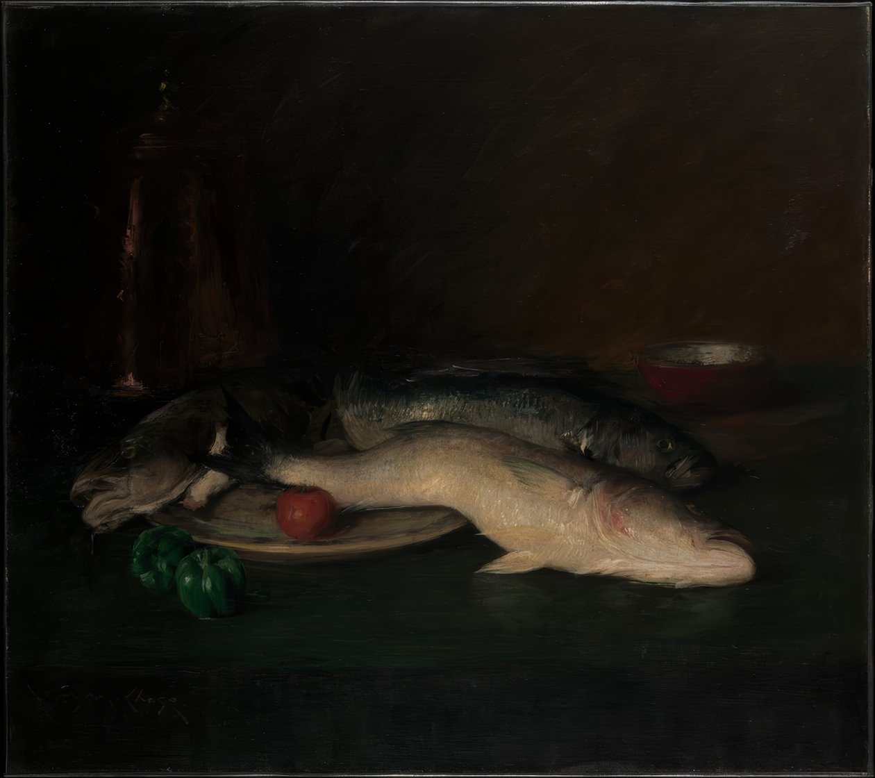 Zátiší: ryba od William Merritt Chase