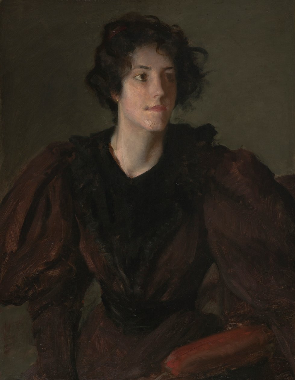 Studie mladé ženy, kolem 1880-85 (olej na plátně) od William Merritt Chase