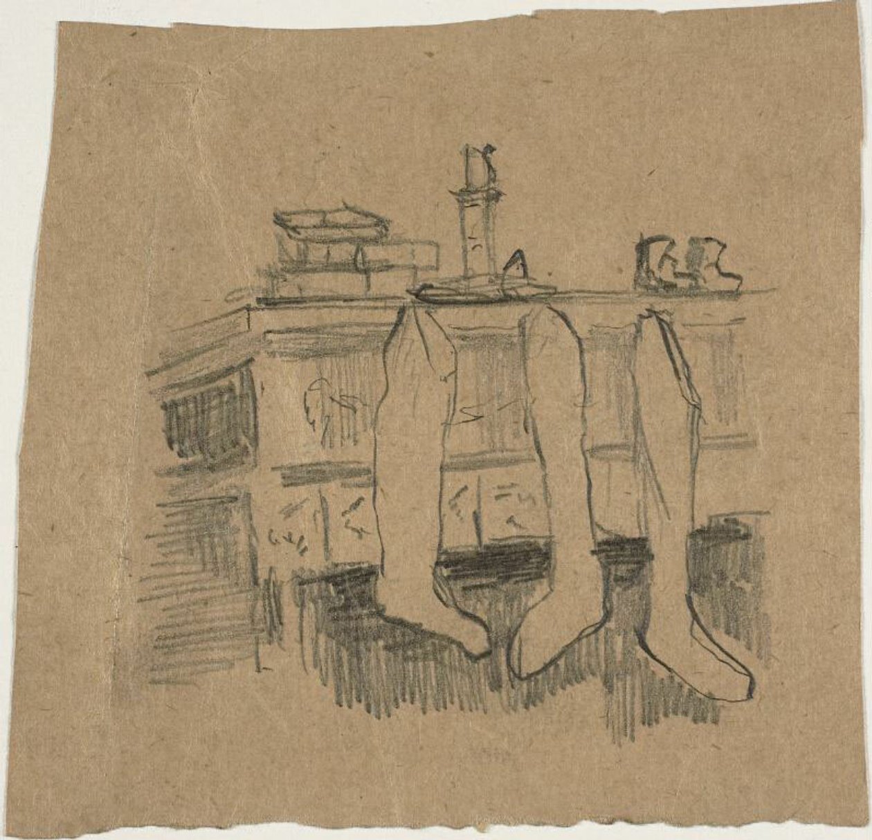Vánoční punčochy visící nad krbem od William Michael Harnett