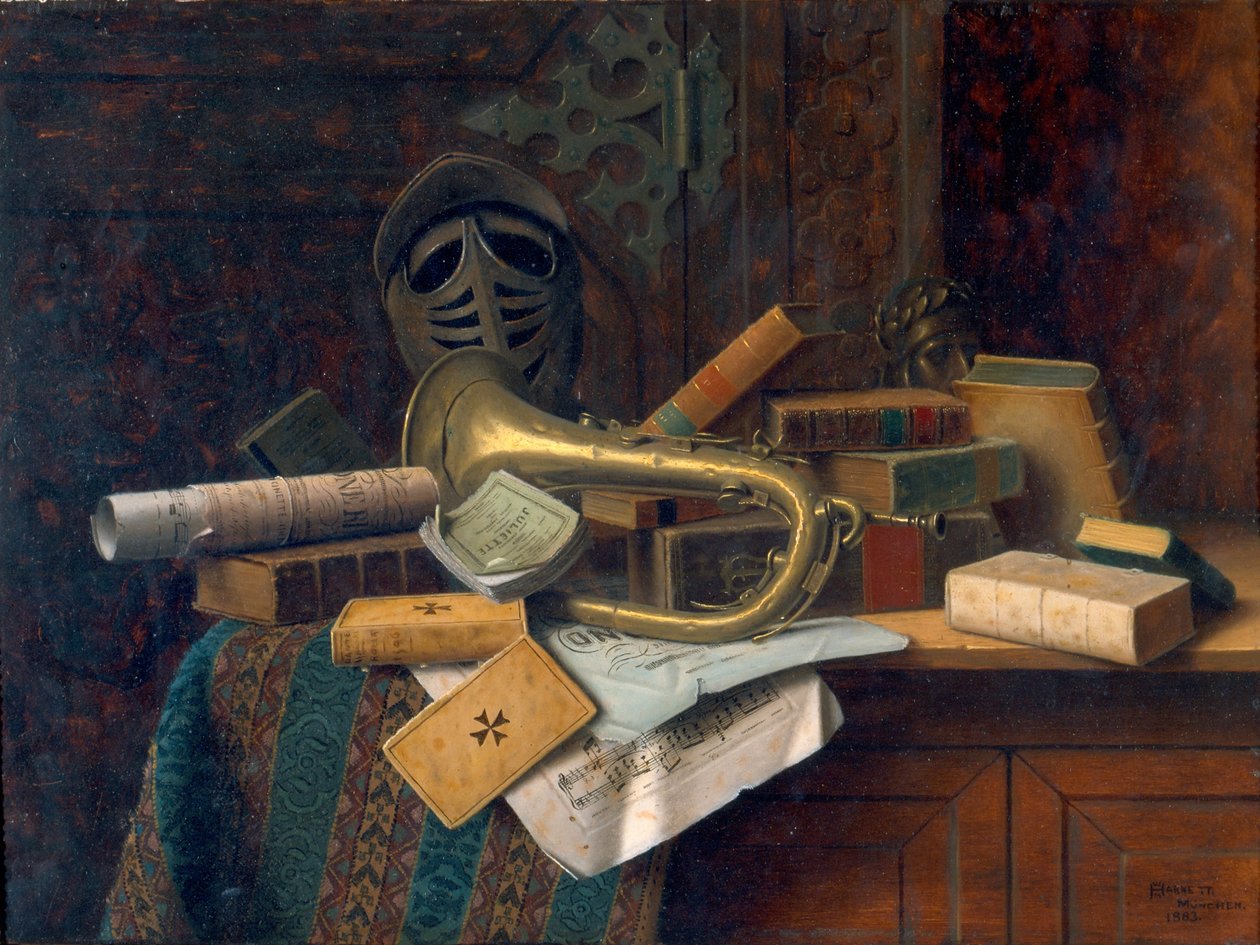 Zátiší s Dantovou bustou 1883 (olej na desce) od William Michael Harnett