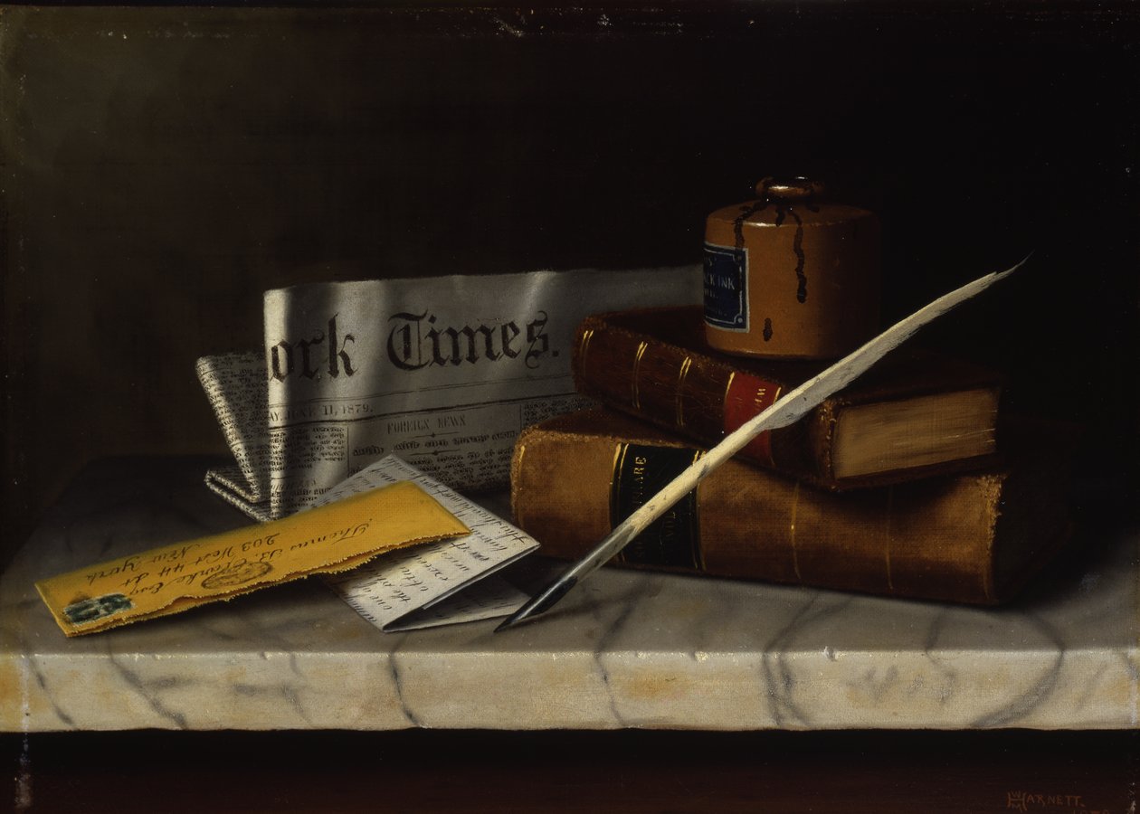 Zátiší s dopisem panu Clarkovi, 1879 (olej na plátně upevněném na masonitu) od William Michael Harnett